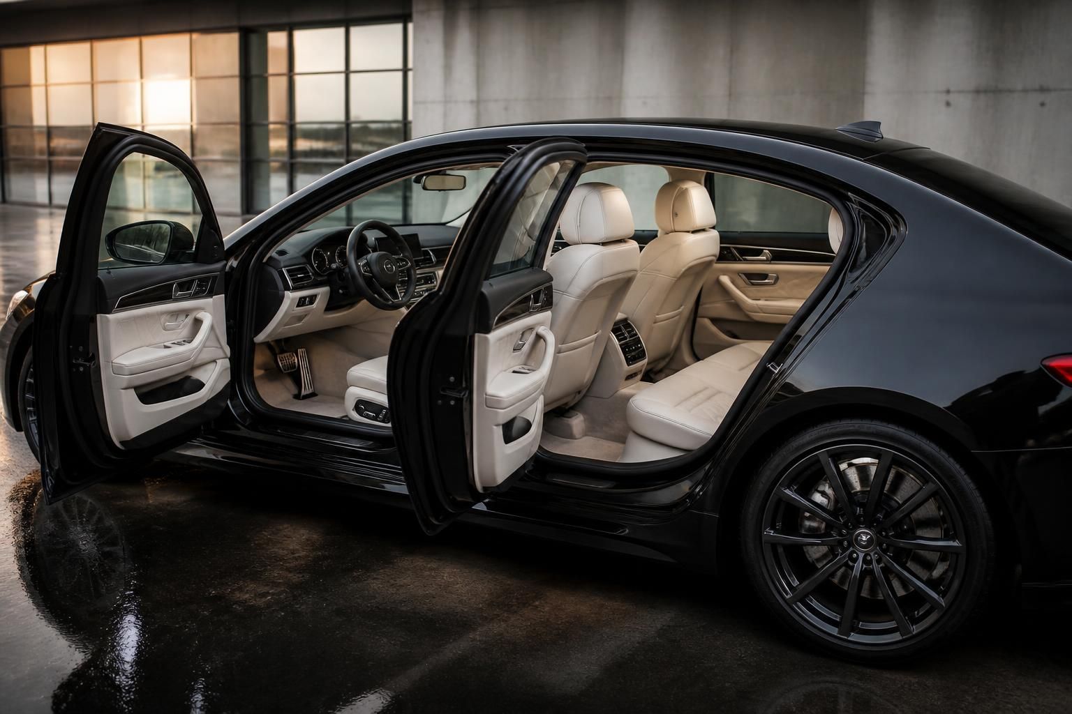 Fully detailed car showing both exterior gloss and clean interior.